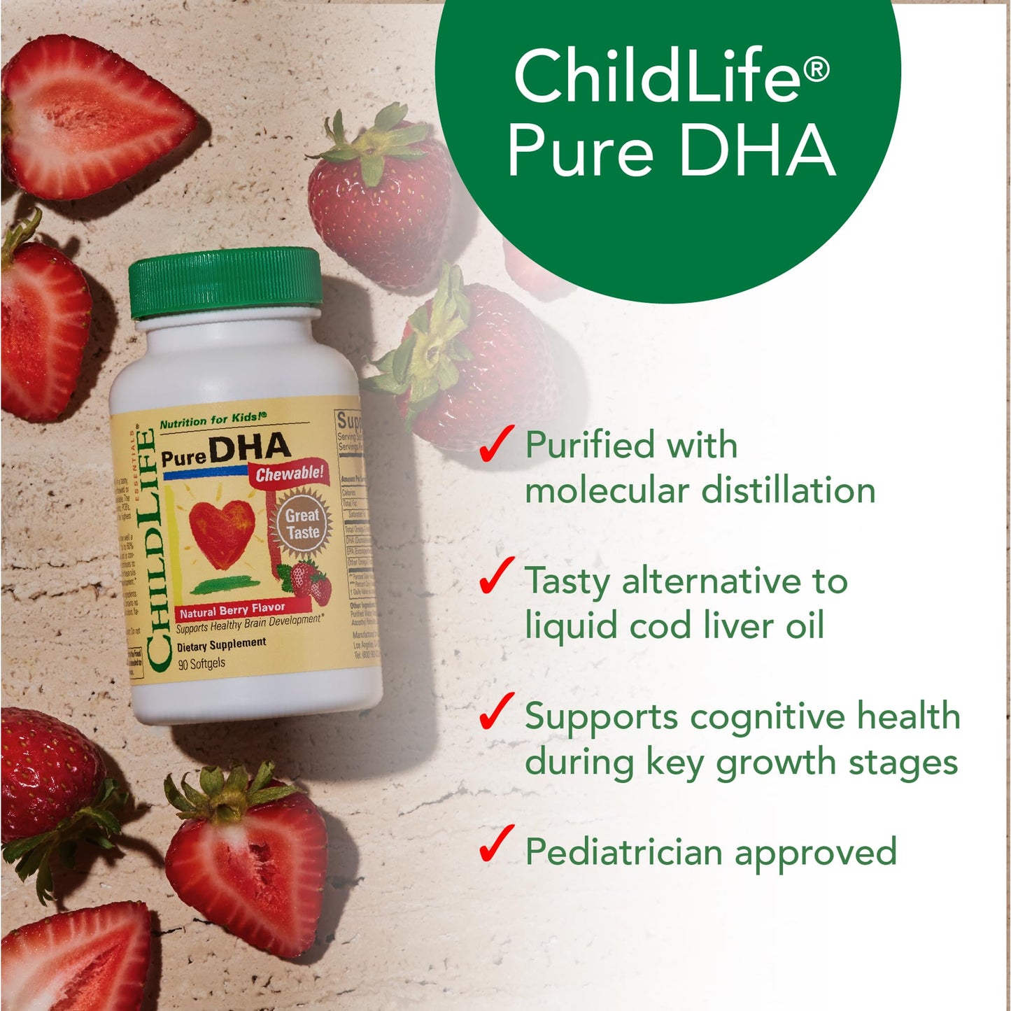 CHILDLIFE ESSENTIALS Pure DHA for Kids – DHA EPA Omega-3 for Brain Health (Pack of 3, 90 Softgels)
