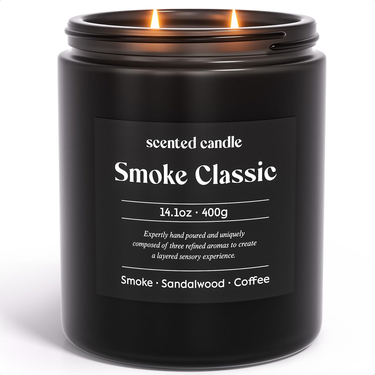 CHILLFLAME Candles for Men - 14.1 oz Dual-Wick Scented Candle with Smoke, Sandalwood & Coffee