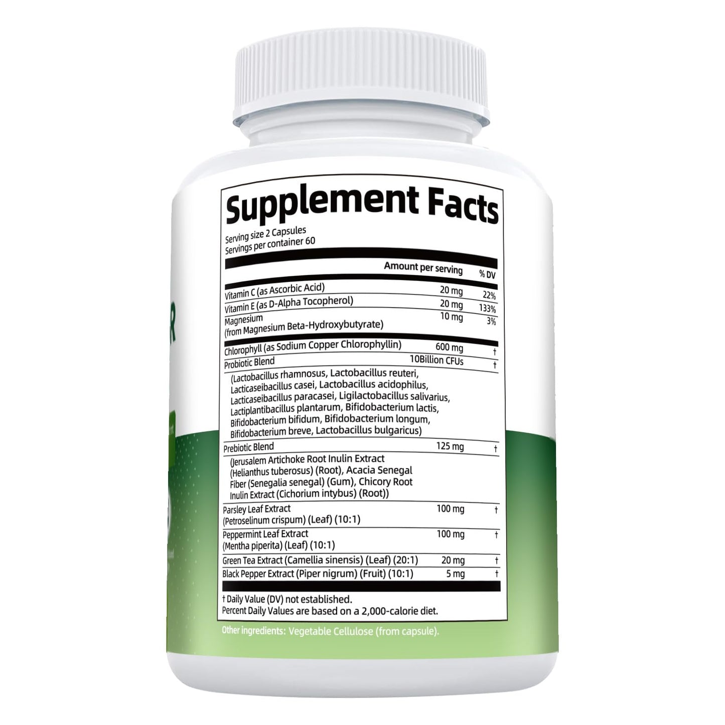 Chlorophyll Body Deodorizing Capsule - 10B CFU Probiotics, 120 Caps