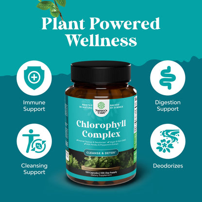 Chlorophyll Detox Capsules for Body Odor – Mint & Parsley (Vegan, Non-GMO, Gluten Free) 120ct