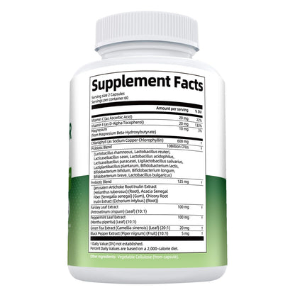 Chlorophyll Body Deodorizing Supplement – 120 Caps, Parsley & Peppermint