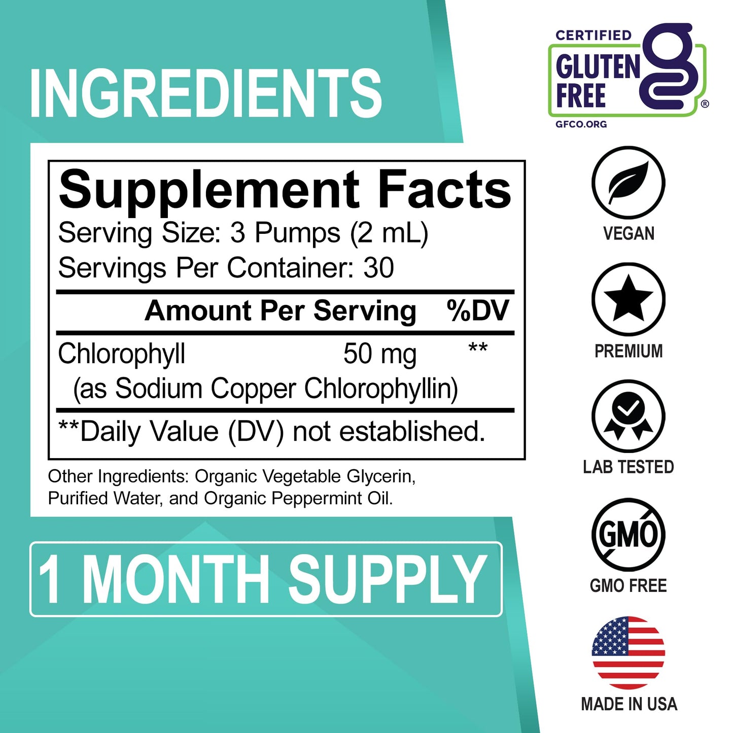 Chlorophyll Liquid Drops – Body Detox, Odor Cleanse & Immune Support | Vegan 2 oz