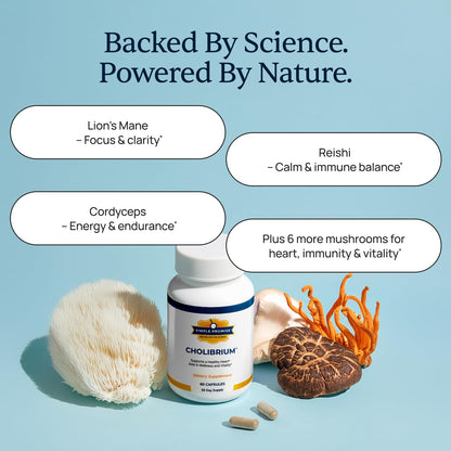Cholibrium 9-in-1 Mushroom Complex Capsules – Immune Support, Focus & Heart Health