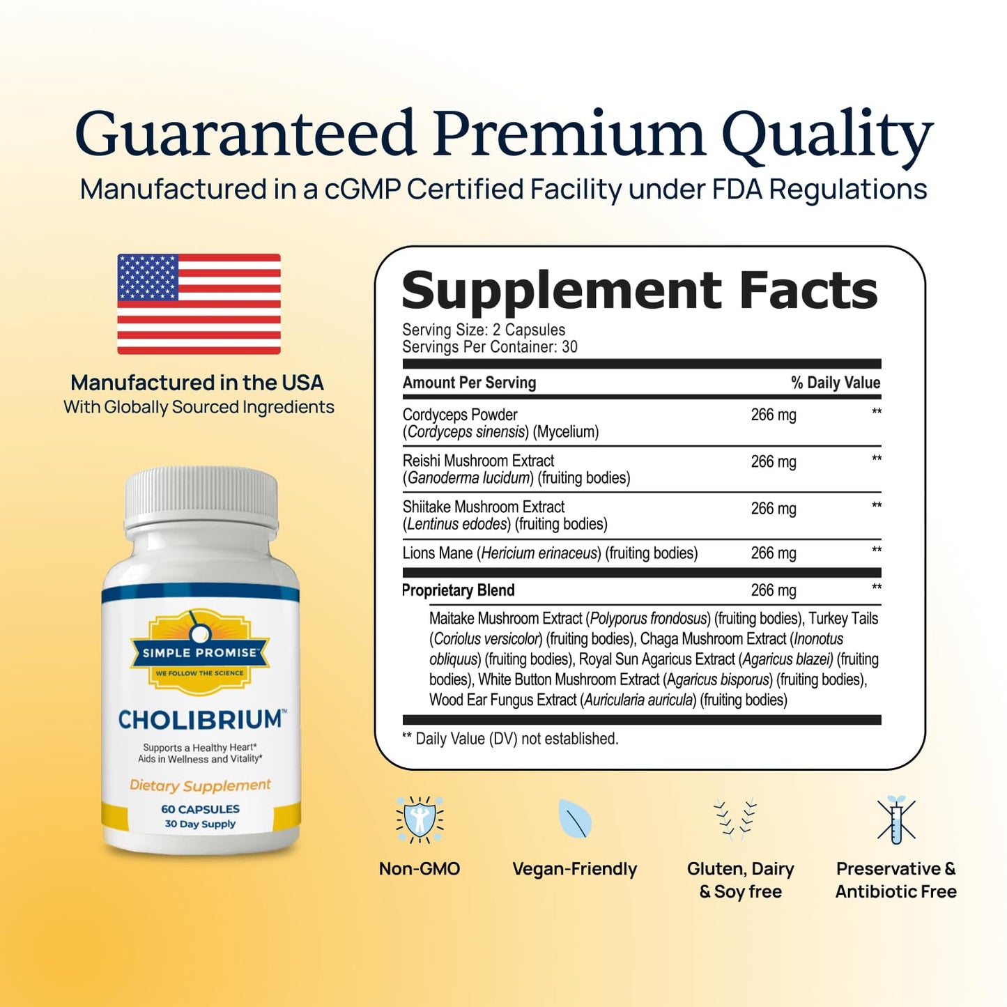 Cholibrium 9-in-1 Mushroom Complex Capsules – Immune Support, Focus & Heart Health