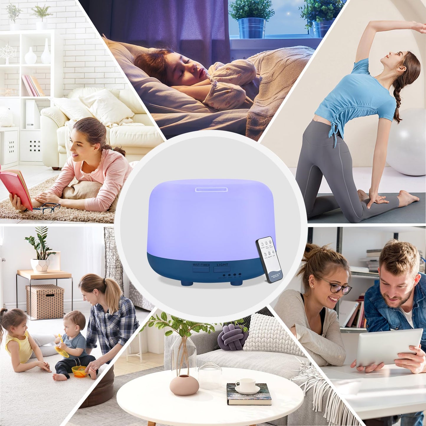CHOUWEEK 300ML Aromatherapy Ultrasonic Diffuser | Remote Control, 7-Color LED, Auto-Off