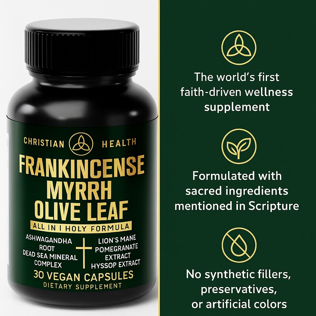 Christian Health Frankincense & Myrrh Olive Leaf Capsules – Vegan, GMP-Certified