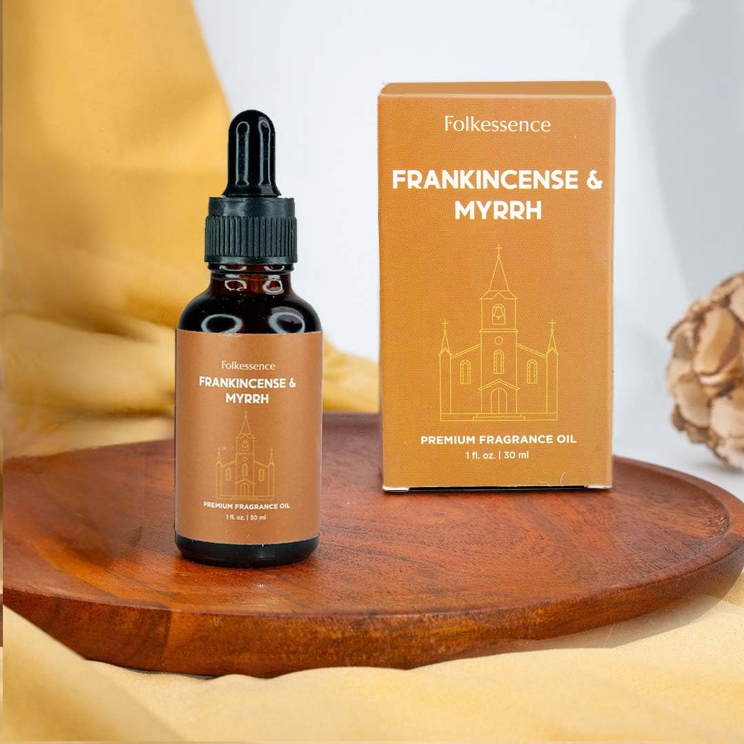 Folkulture Christmas Essential Oil for Diffuser – Frankincense & Myrrh 1.01 Fl Oz with Dropper