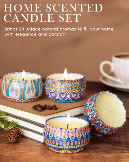 Christmas Candle Gift Set for Women – 20 Pack Long-Lasting Scented Soy Candles | Aromatherapy & Gift Box
