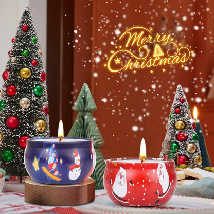 Christmas Candle Set 8 Pack - Scented Soy Wax Gift Set for Christmas, Stocking Stuffers