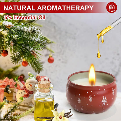 6 Pack Christmas Scented Candles - Natural Soy Wax, Long-Lasting Aromatherapy Gift Set