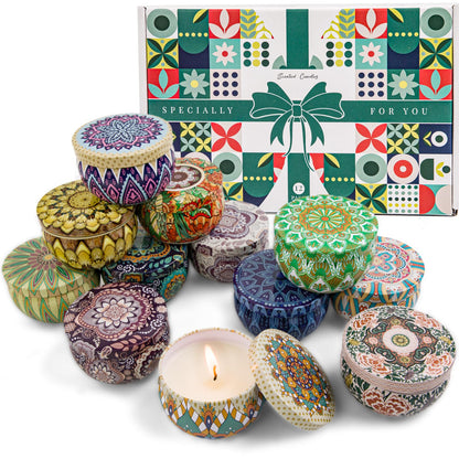 Christmas Scented Candles Gift Set – 12 Pack Soy Wax Aromatherapy Candles