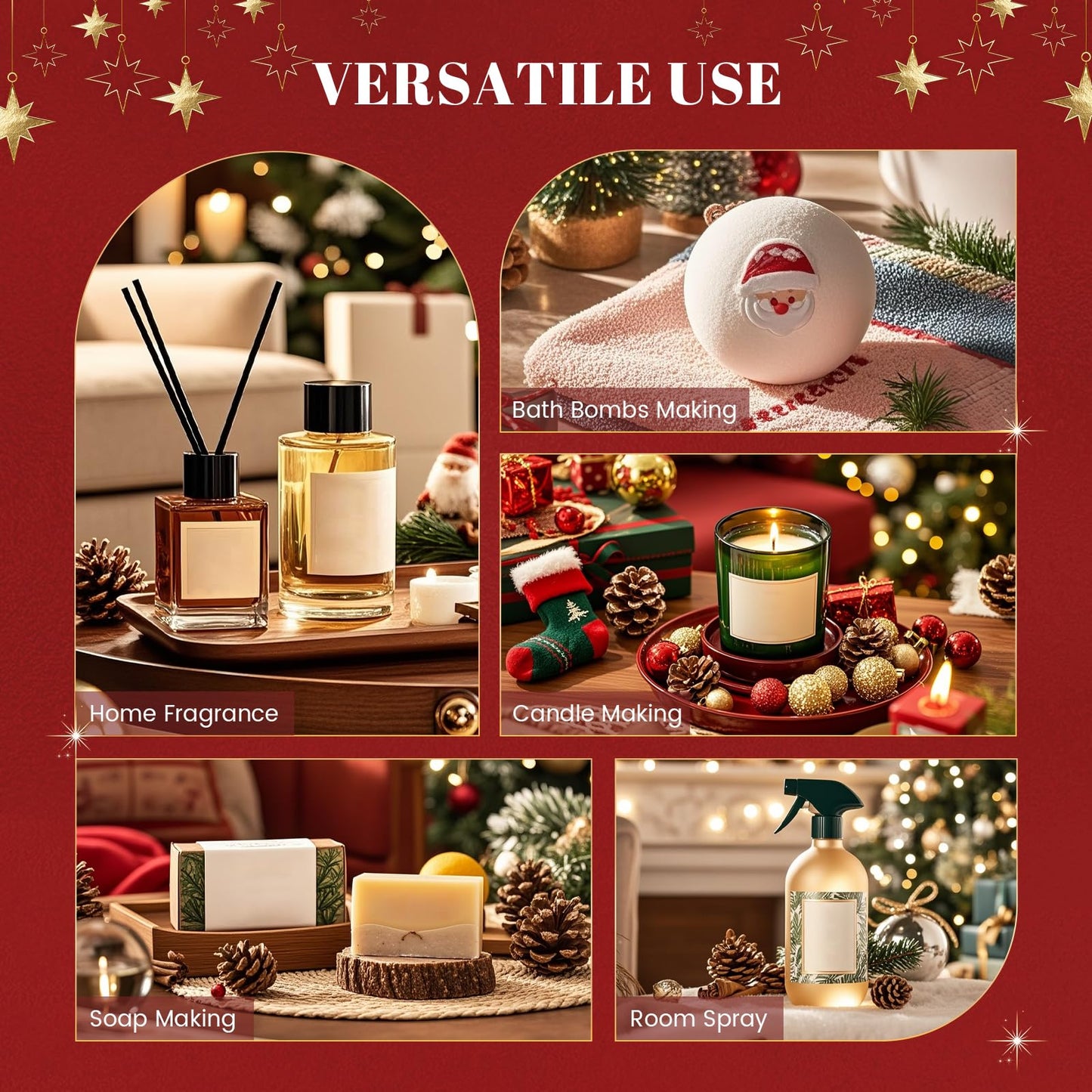 Christmas Essential Oils Set – 6 Premium Winter Fragrance Oils for Diffusers