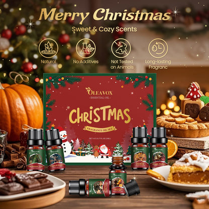 Christmas Fragrance Oils Set - 10x5ml Premium Holiday Essentials for Diffusers