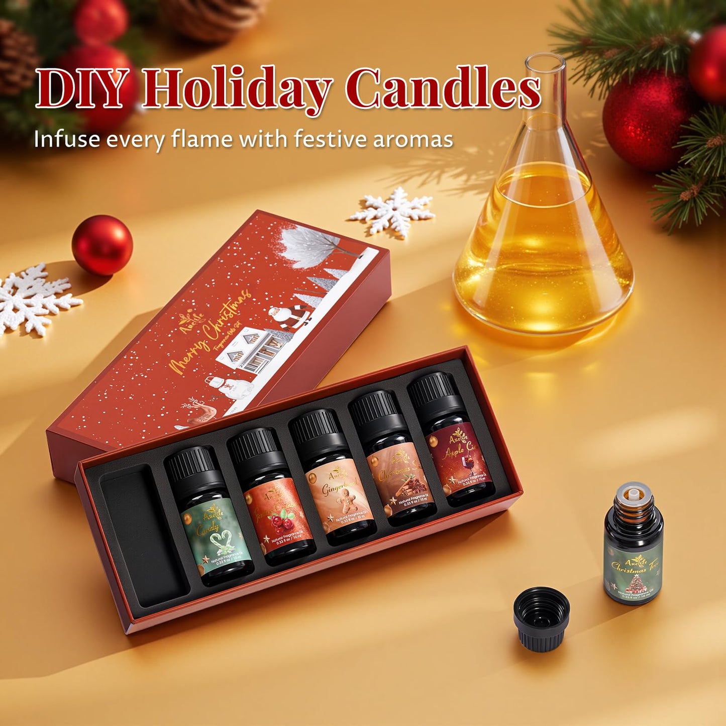 Christmas Essential Oil Set – 6 Premium Oils for Diffusers, Candles & Soaps