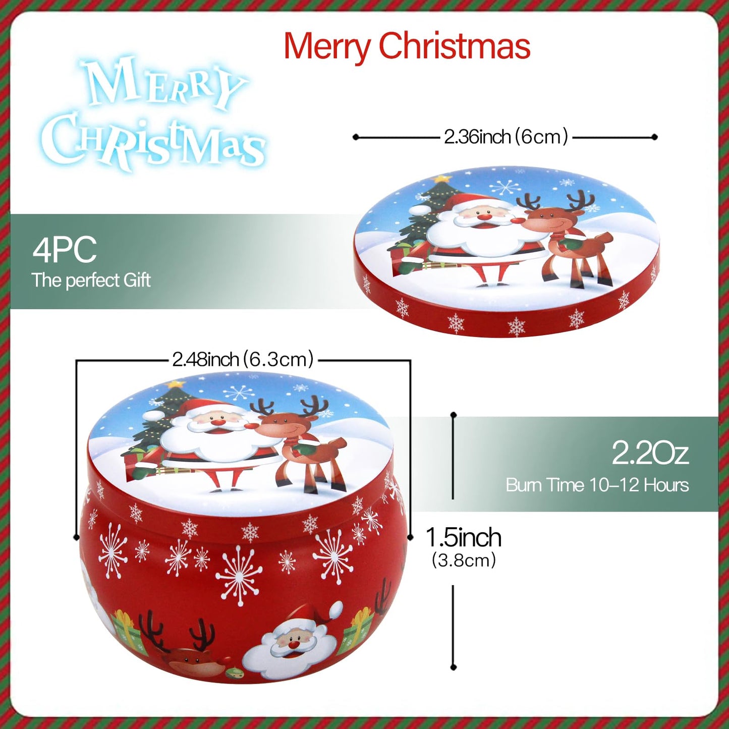 Christmas Scented Candles Gifts for Women 4 Pack – 4.4 oz Soy Aromatherapy Jar Candles