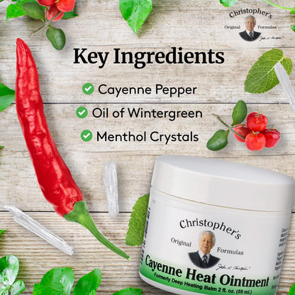Christopher's Original Formulas Cayenne Heat Ointment - Warming Herbal Topical for Discomfort & Circulation | 2 fl oz