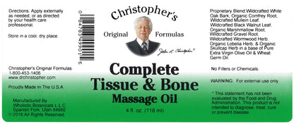 Christopher's Original Formulas Complete Tissue & Bone Massage Oil – 4 fl oz, Herbal Topical Oil