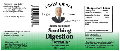 Christopher's Original Formulas Soothing Digestion – 180 Vegetarian Capsules