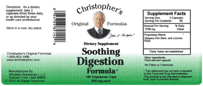 Christopher's Original Formulas Soothing Digestion – 180 Vegetarian Capsules