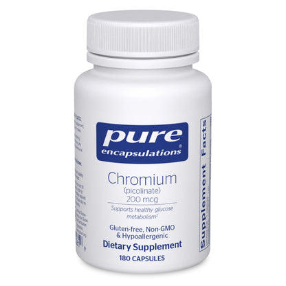 Pure Encapsulations Chromium (Picolinate) 200 mcg | Hypoallergenic Metabolism Support | 180 Capsules