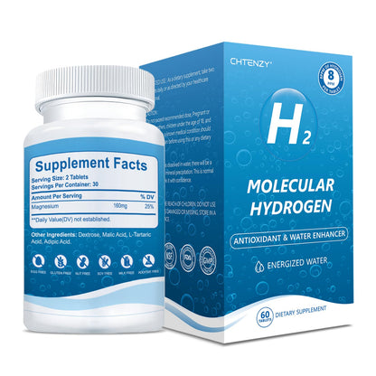 CHTENZY Hydrogen Water Tablets – 8 PPM H2, Magnesium Electrolyte, Orange Flavor, 60 Count