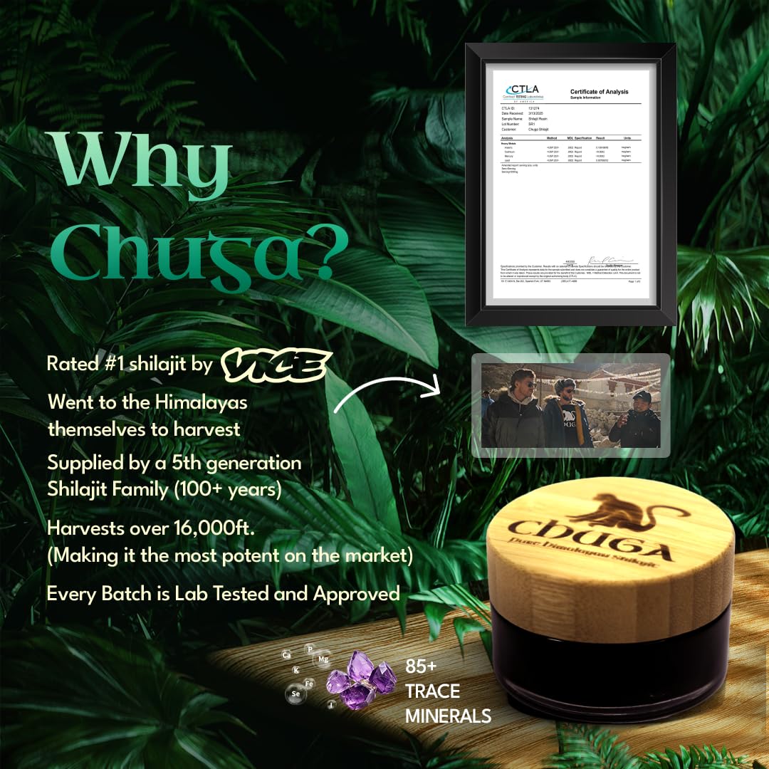 Chuga Shilajit Authentic Himalayan Shilajit Resin – Grade A, 150 Servings per 35g Jar (Pack of 12)