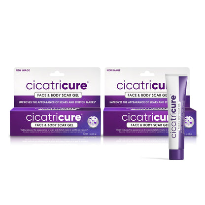 Cicatricure Advanced Scar Gel for Face & Body - Visible Results in 2 Weeks | Scar Treatment for Surgical, Acne, Burns, Stretch Marks | Pack of 2