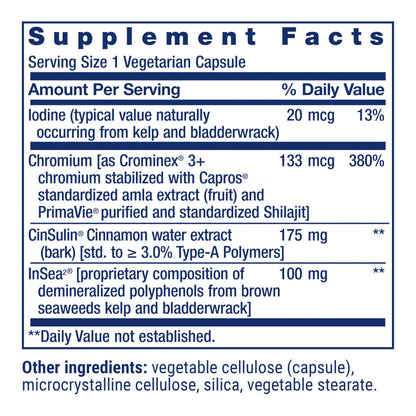 Life Extension CinSulin® with InSea2® & Crominex® 3+ – Metabolism & Satiety (90 Capsules)