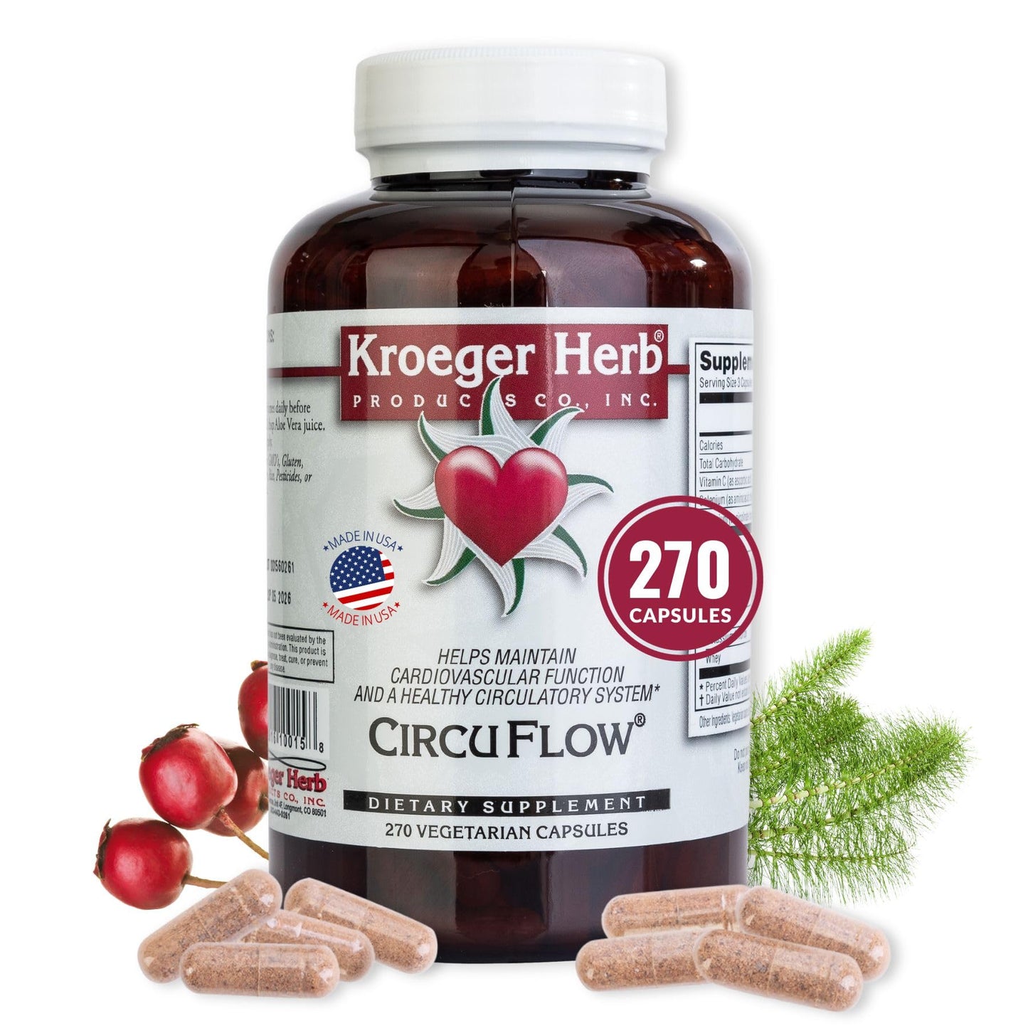Circu Flow Hawthorn Heart Support – 270 Capsules, Made in USA, Non-GMO