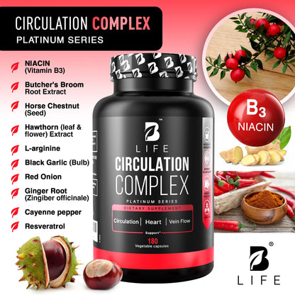 Circulation Complex 180 Caps – Butcher's Broom, Horse Chestnut, L-Arginine & Resveratrol | Made in USA (CirculationUSA)