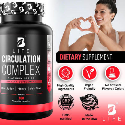 Circulation Complex 180 Caps – Butcher's Broom, Horse Chestnut, L-Arginine & Resveratrol | Made in USA (CirculationUSA)