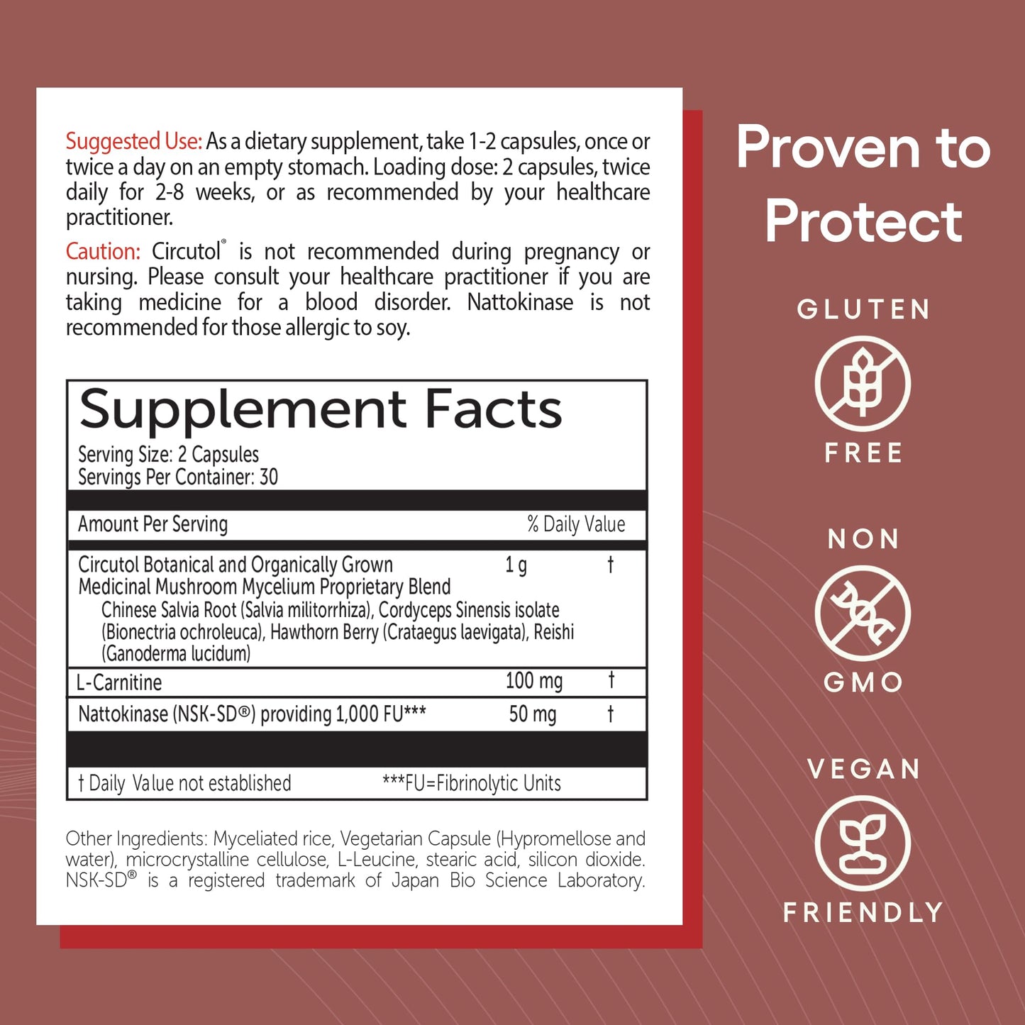 EcoNugenics Circutol: Nattokinase, L-Carnitine & Hawthorn – Heart Health (60 Capsules)