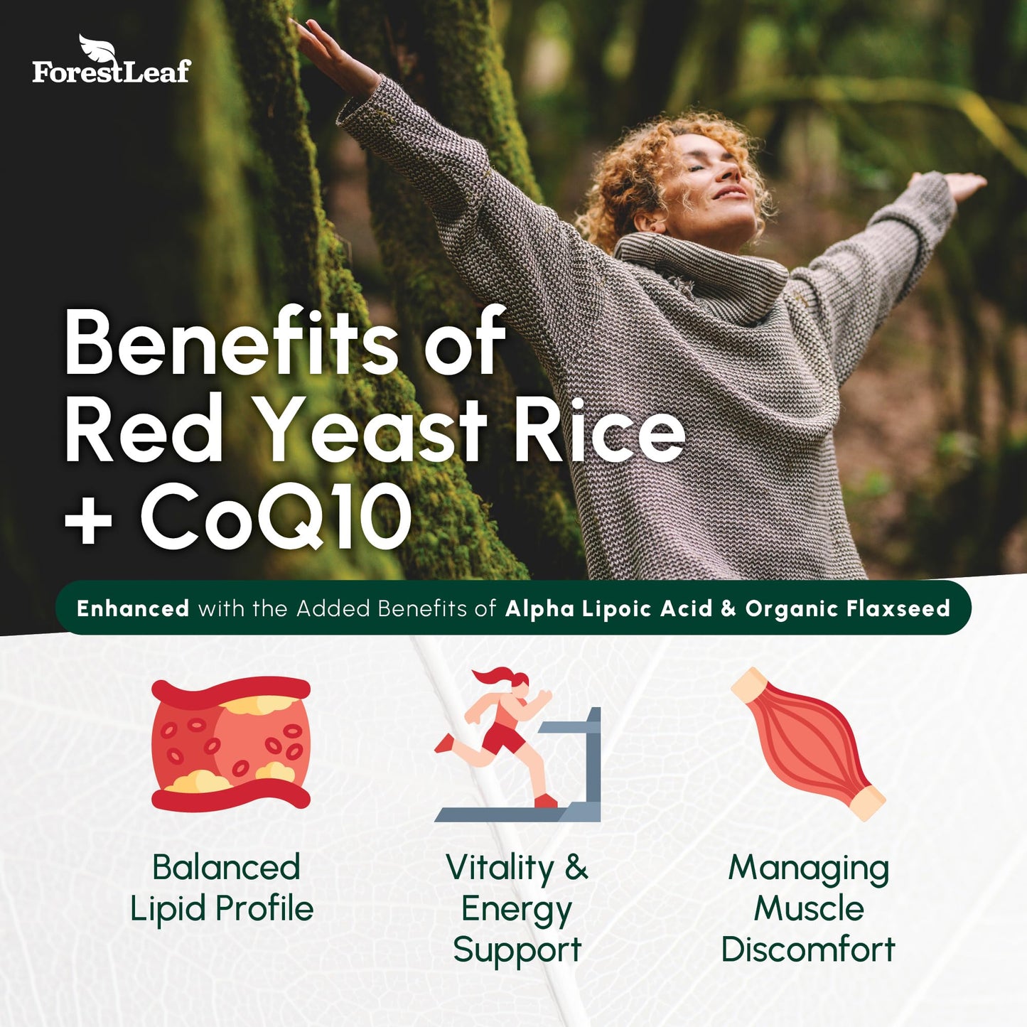Red Yeast Rice 1215 mg Capsules – Extra Strength with CoQ10, Alpha Lipoic Acid & Organic Flaxseed | Non-GMO 90 Veggie Caps