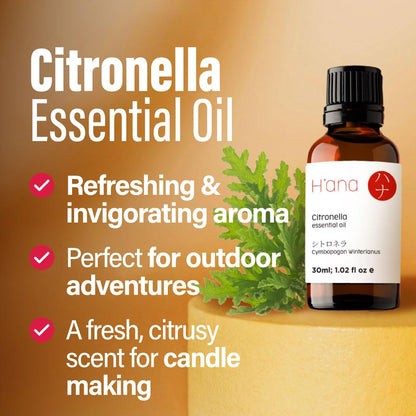 H'ana Citronella Essential Oil - 1.02 fl oz | Hair, Skin, Diffuser