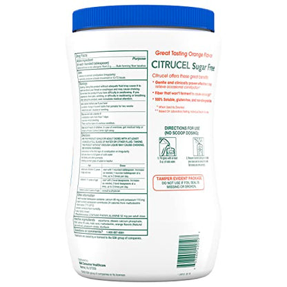 Citrucel Sugar Free Fiber Powder for Occasional Constipation Relief – Orange Flavor, 32 Ounces