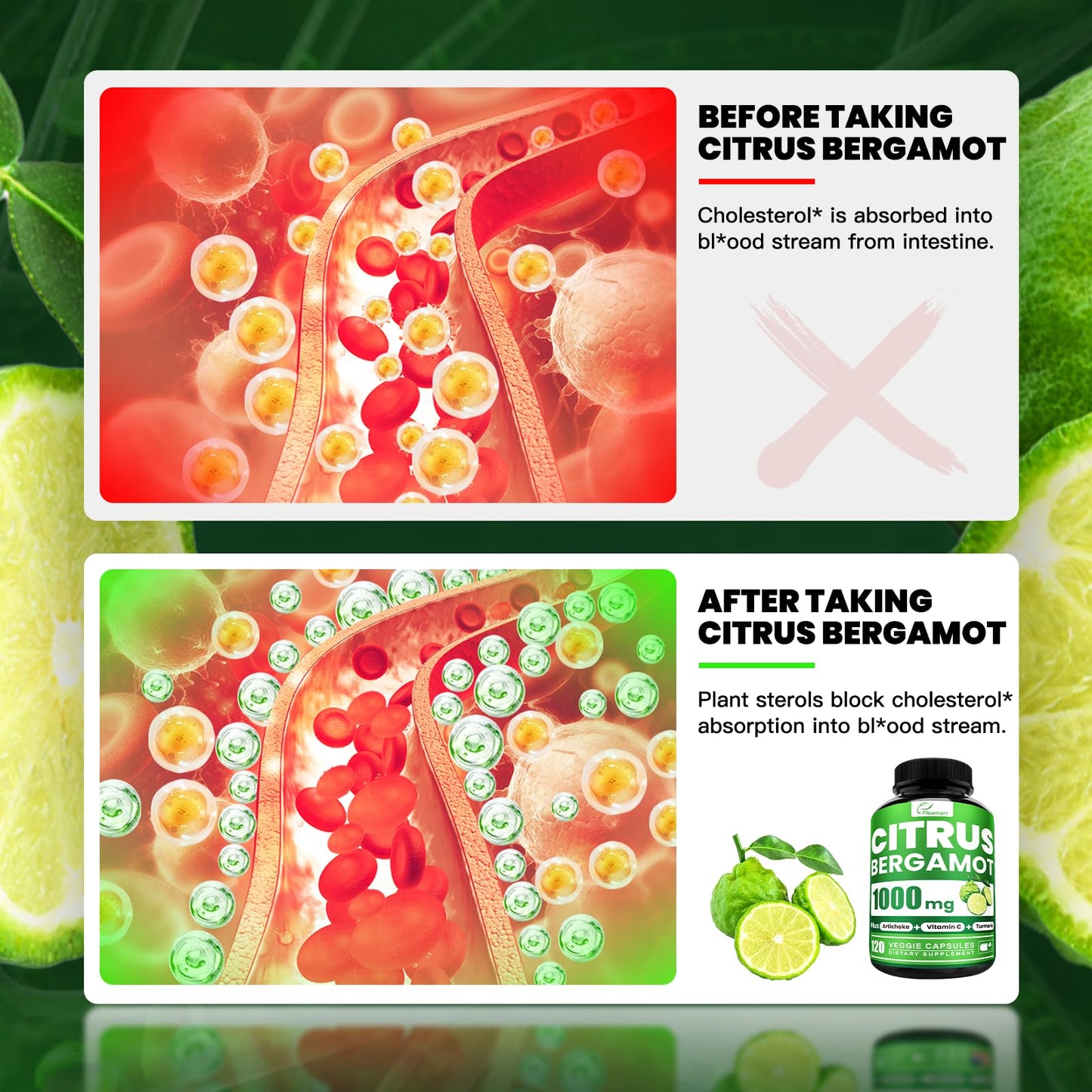 Citrus Bergamot 1000mg with Vitamin C – High Absorption 120 Capsules (Gluten Free, Non-GMO, Vegan)