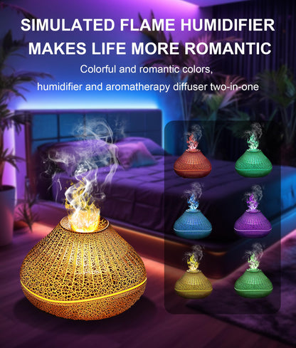 CJC Essential Oil Volcano Diffuser – LED Flame, 7-Color Lights, Quiet Mist, Auto-Off, 160ml with 4 Oils