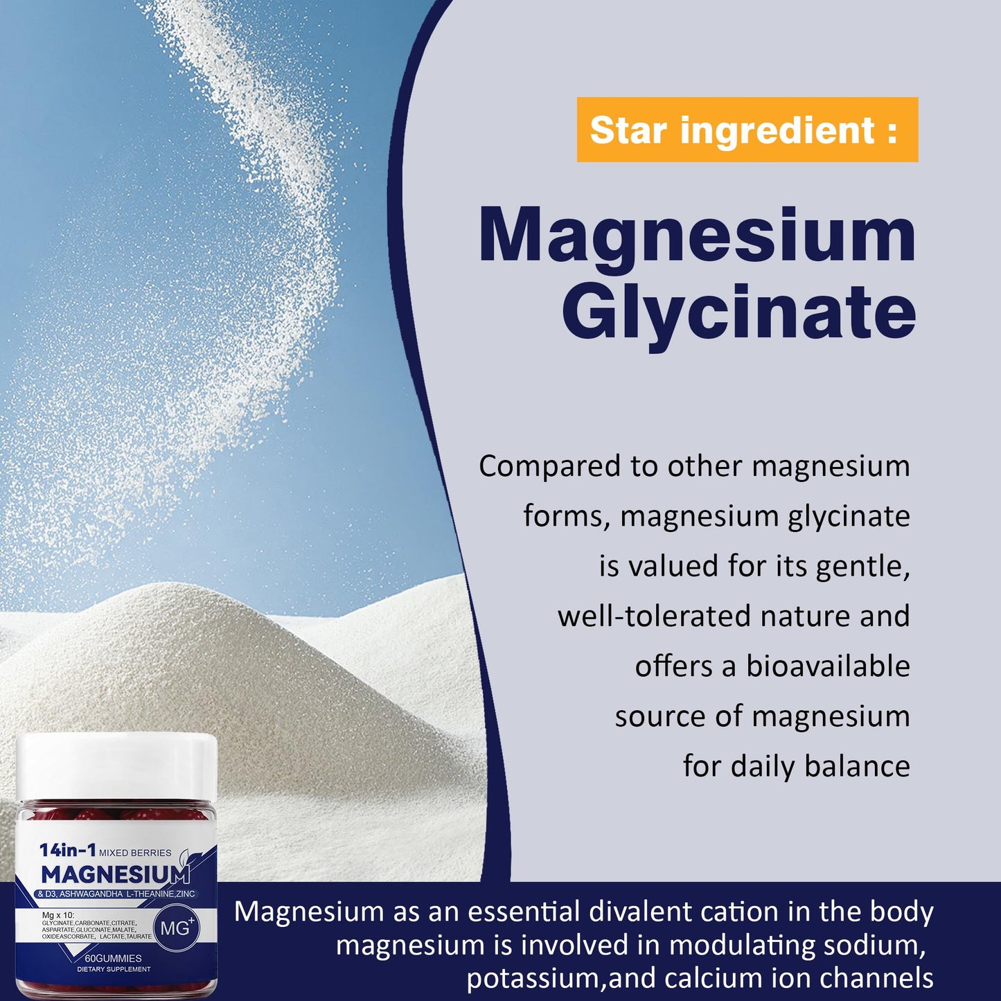 CKPCKP 14-in-1 Magnesium Gummies with Ashwagandha, L-Theanine, Vitamin D3 & Zinc – Magnesium Glycinate for Women – 60 Gummies