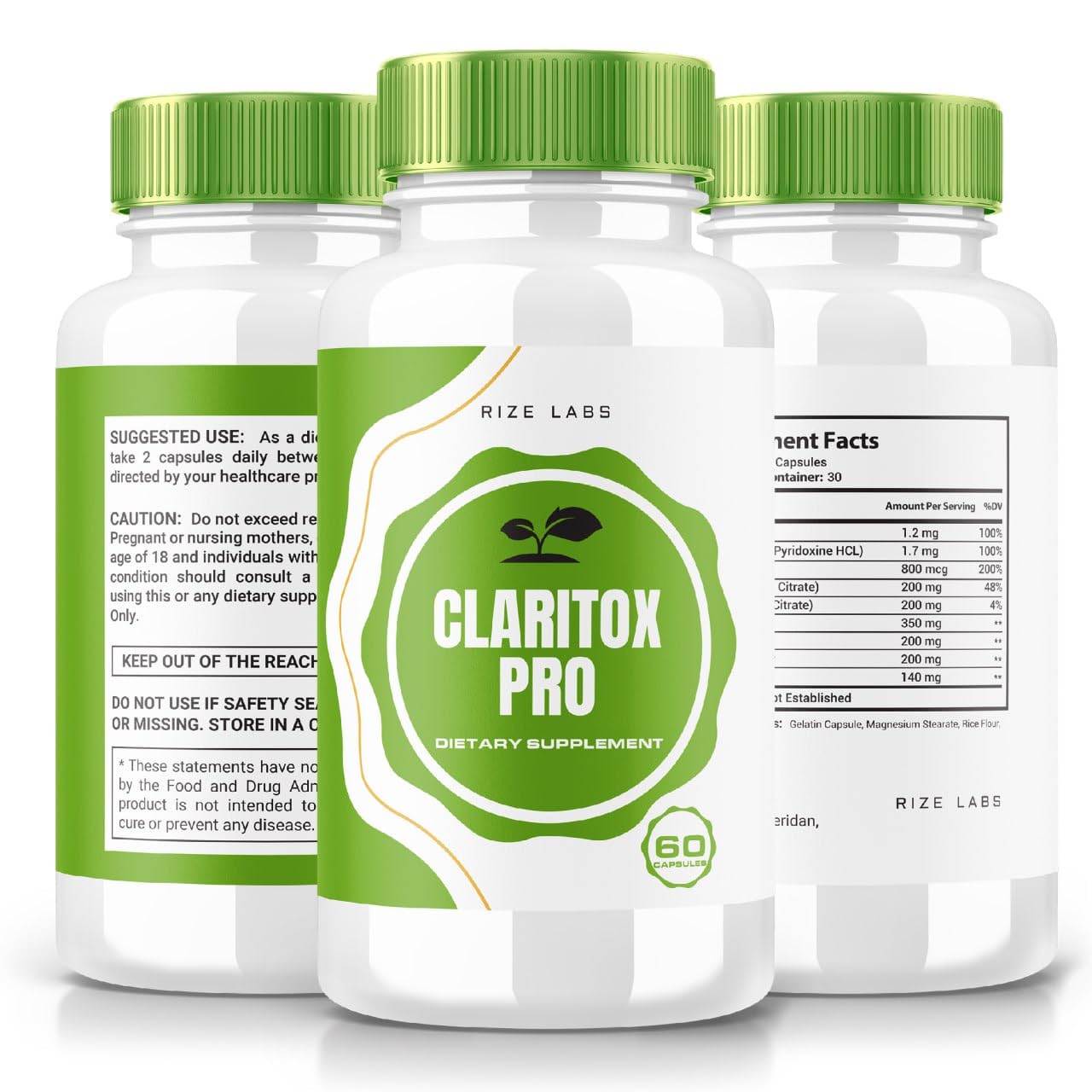Rize Labs Claritox Pro Capsules 2 Pack - Vertigo Support | 120 Capsules