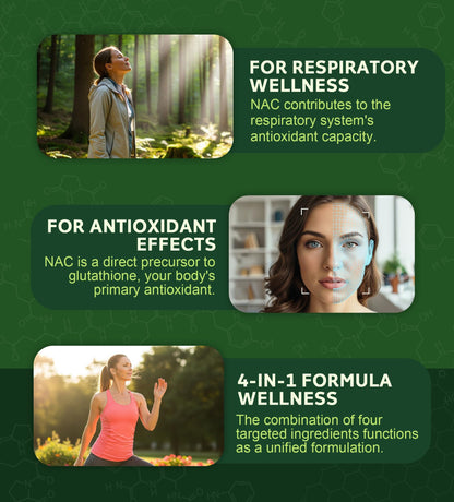 Clarusph NAC 1200mg – N-Acetyl Cysteine for Respiratory Support | Vegan, Gluten Free, 90 Caps
