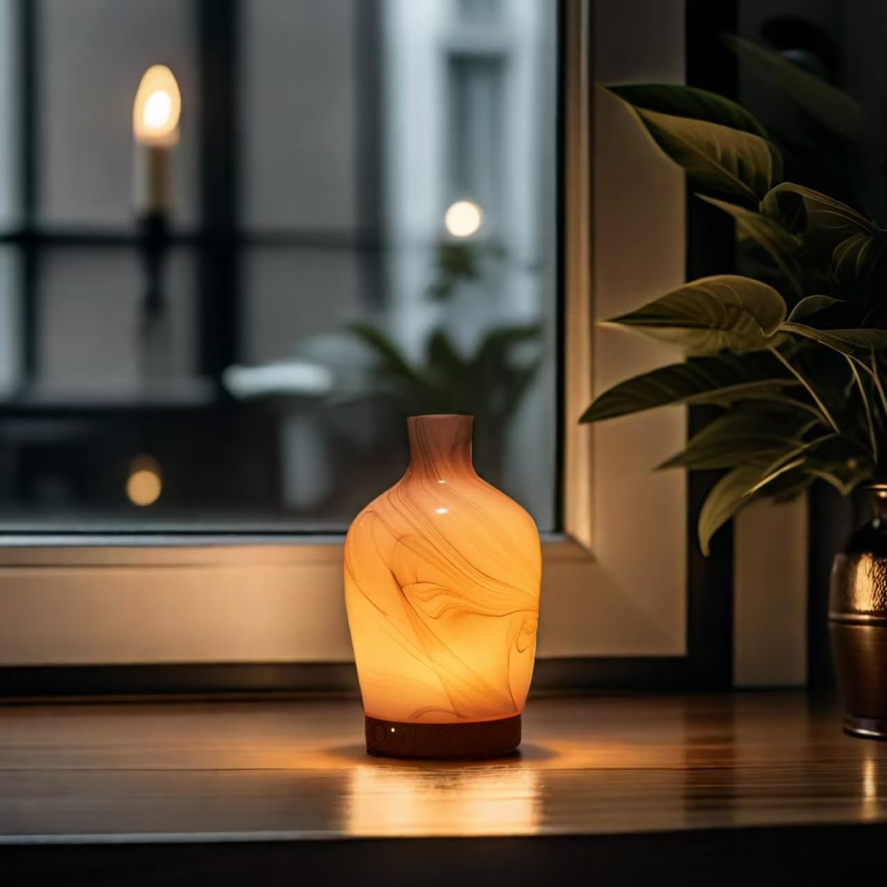 Classical Vase Glass Aromatherapy Diffuser 160ml – Ultrasonic Humidifier with LED Night Light