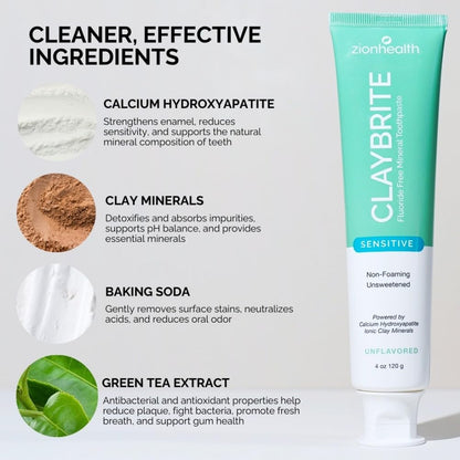 ClayBrite Sensitive Natural Toothpaste – Zion Health 4 oz
