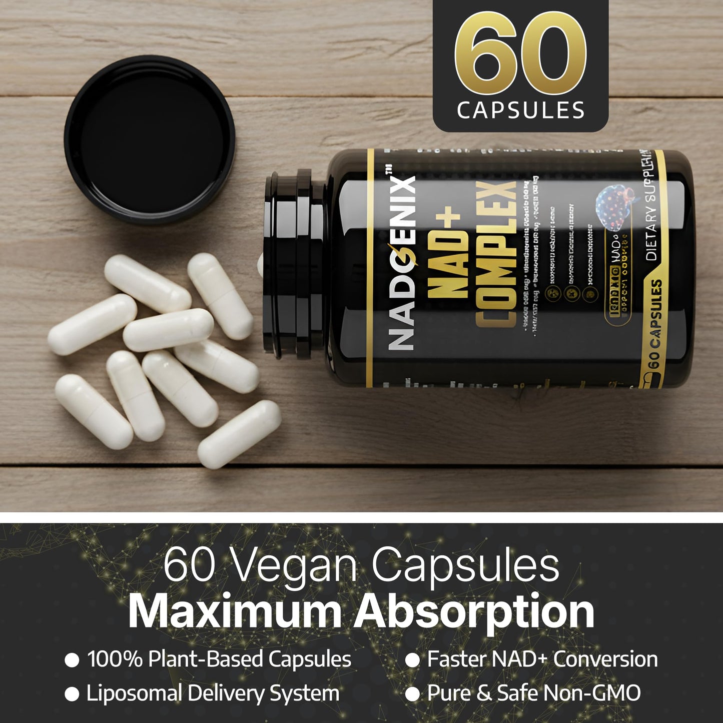 Product Maxx NADGENIX NAD+ Supplement – NMNH 500mg, Liposomal Delivery, 60 Caps