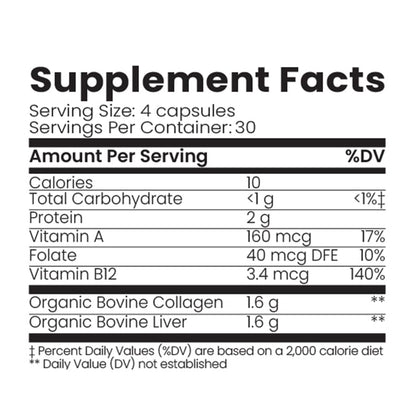 Organic Collagen Australia Pure Collagen & Liver Capsules – 120 Capsules