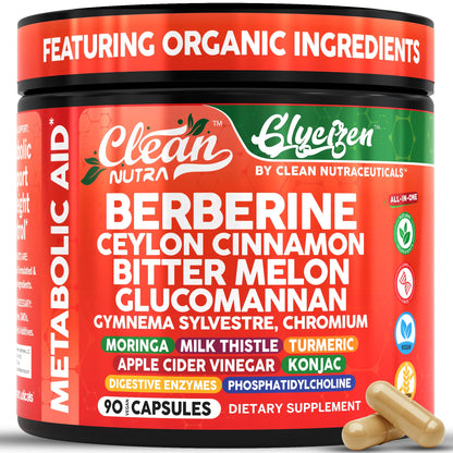 Clean Nutra Berberine & Cinnamon with Digestive Enzymes - 90 Capsules