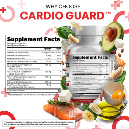 Clean Nutra CardioGuard: CoQ10 200mg + Red Yeast Rice | Omega-3, Mg, K2+D3