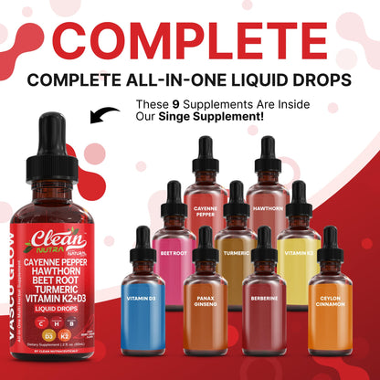 Clean Nutra Cayenne Pepper Drops Supplement Liquid + Hawthorn Berry, Vitamin D3 K2 Beet Root Powder, Ceylon Cinnamon, Turmeric Curcumin, Organic Panax Ginseng, Berberine Extract Organic (2)