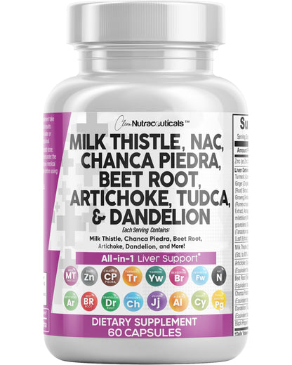 Milk Thistle Liver Detox with NAC, TUDCA & Beet Root | Clean Nutra 60 Count