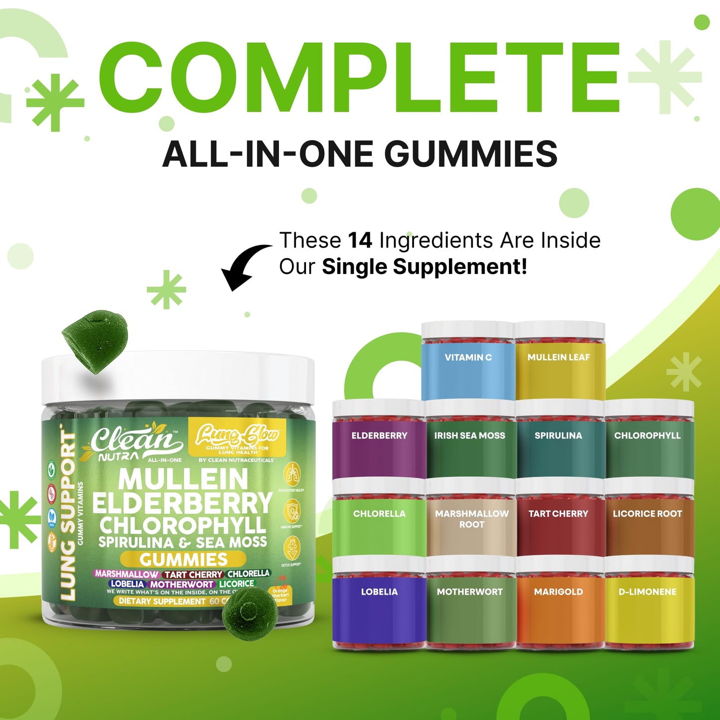 Clean Nutra Mullein Gummies for Lung Health – Elderberry, Sea Moss & Spirulina