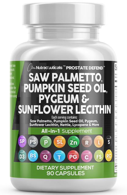 Clean Nutra Prostate Defend - Saw Palmetto, Lecithin & Pumpkin Seed Oil - 90 Caps